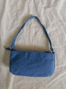 Blue Denim Shoulder Bag with Chain