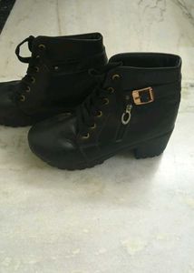 Black leather boots