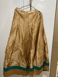 Teal &amp; Gold Embroidered Lehenga Choli