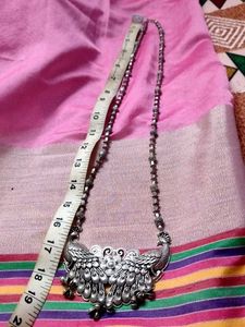 Oxidized Silver Peacock Pendant Necklace