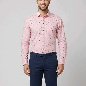 Men's Pink Printed Casual Shirt