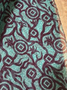 printed Teal Saree