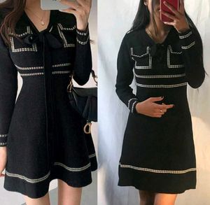 Korean Black High Quality Winter Dress