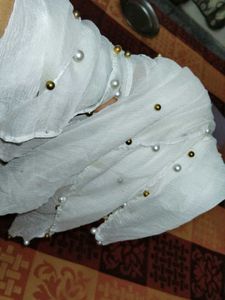 Elegant White Beaded  Dupatta