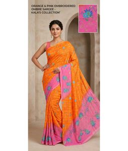 Sunset Bloom Ombre Embridered Saree
