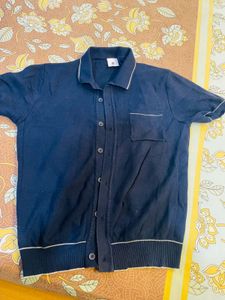 Snitch brand Navy Blue Button-Up Knit Top