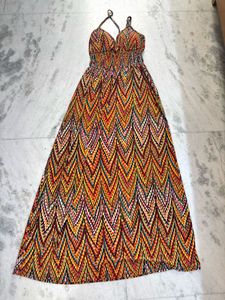 Boho Patterned Strapless Summer Dress