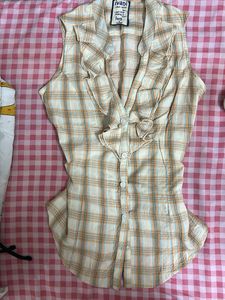 Y2k Vintage Plaid Sleeveless Fitted Top