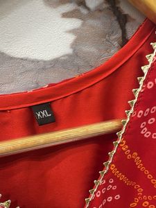 Vibrant Red Bandhani Print Kurta