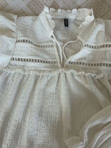 Cream Textured Puff Sleeve Blouse