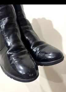 Black Patent Zip up Boots