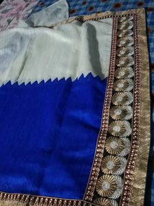 Elegant Blue and White Saree