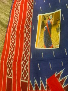 Beautiful Blue mul-mul cotton Saree