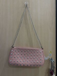 Miniso Upcyceled Pink Y2k Studded Shoulder Bag