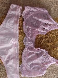 pink Lace Bra &amp; Thong Set