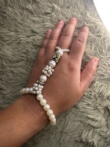 Elegant Pearl &amp; Crystal Hand Bracelet