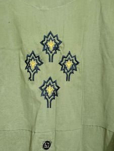 Olive Green Embroidered Kurta