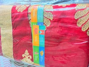 Stunning Red Embroidered Silk Saree