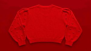 RED TEXTURED KNIT SWEATER