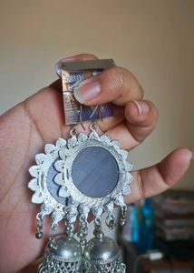 Oxidised Long Mirror Jhumka Partywear