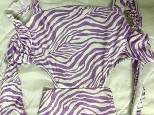 Purple Zebra Print Cut-Out Dress