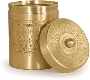 Handcrafted Brass Jar With Lid For Tea Sugar And S