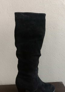 Real suede calf lenght boot