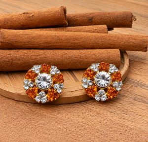 🧡 Elegant Orange Crystal Studs