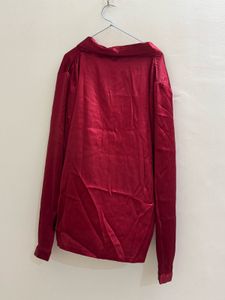 Satin Red Pajama Top