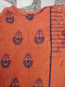 Orange Printed Kurta