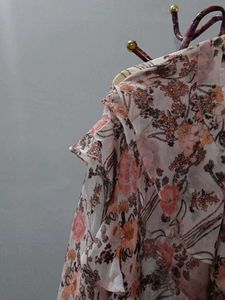 soft Sheer Floral Ruffle Blouse
