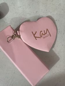 Cute Pink Heart Mirror Keychain lipstick holder