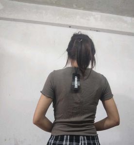 Women's Grey Tie-Front Top
