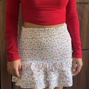 Chic Floral Smocked Mini Skirt