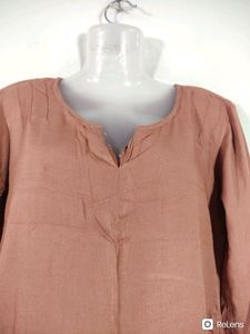 Peach Plain Kurta With Bottom Set (Women's)
