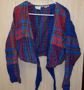 Retro Plaid Tie-Front Crop Top