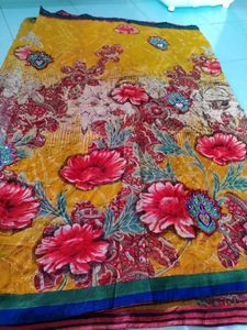 Printed Saree With Work & Unstitched Blouse