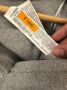 ZARA Grey Pearl Embellished Woolen Shrug