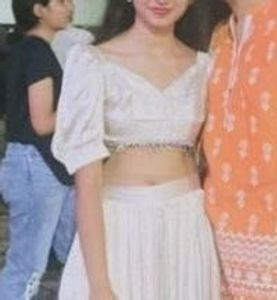 creme crop top and palazzo indo western