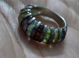 Imported Multi gemstone Statement Ring  Silver