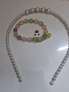 Pearl Necklace and Bracelet Set