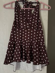 Brown Polka Dot Halter Top