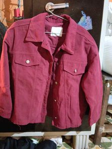 Maroon Denim Jacket