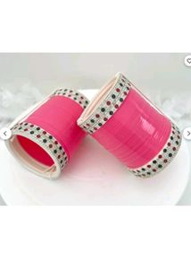 Elegant Pink Chura Bangles Set