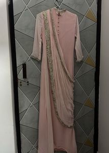 Designer Pink indo western gown