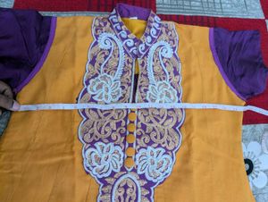 Women's Mustard Yellow Embroidered Kurthi