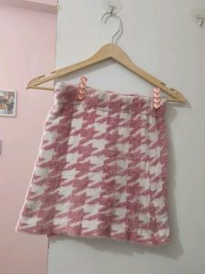 Pink Houndstooth Fluffy Skirt