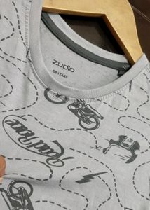 Grey Printed T-shirt For Baby Boy 5- 6 Age