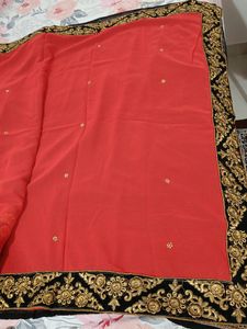 Embroidered Lace Saree With Stiched Blouse...