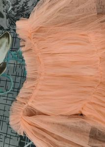 Peach Tulle Ruffle Gown